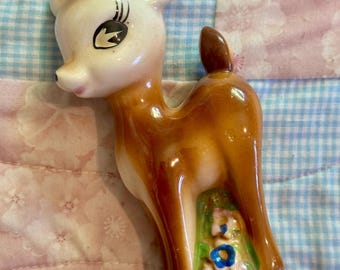 Vintage Bambi Style Deer Fawn Salt & Pepper Shaker Ceramic Made in Japan