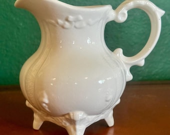 Vintage White Loma Pottery Footed Creamer Kitchen Decor