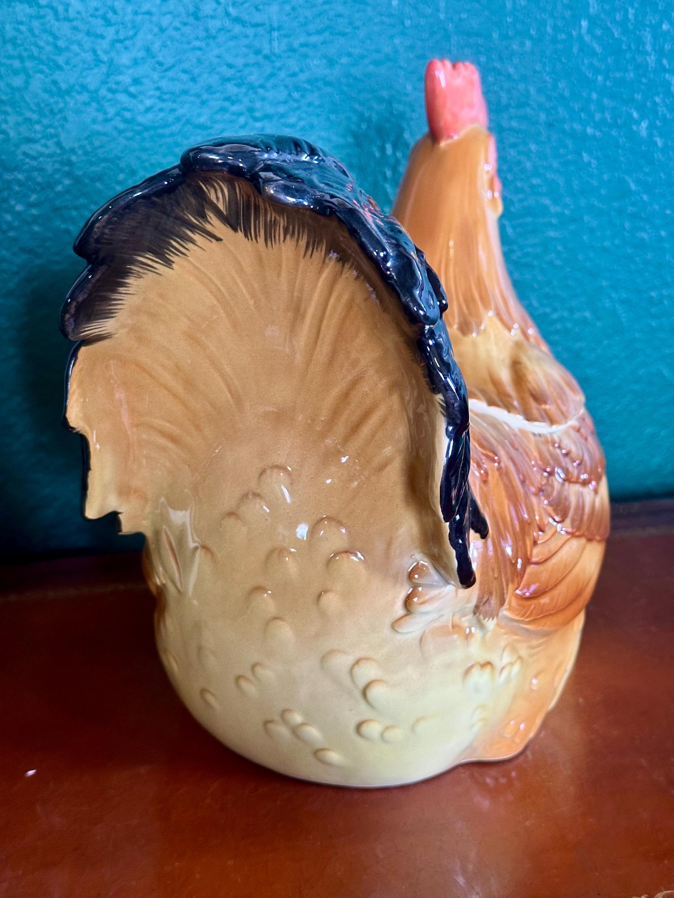 Vintage Otagiri 1981 Sitting Hen Ceramic Cookie Jar Handpainted