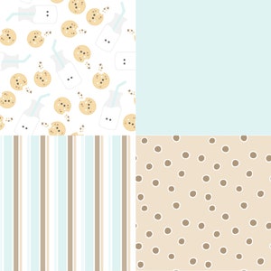 Milk & Cookies Seamless Fabric Designs, Surface Designs, Seamless Wallpaper, Digital Wallpaper, Digital Fabric, Cookies Fabric, Children&#39;s