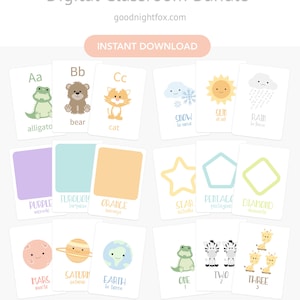 Digitale Flashcard Klassenzimmer Bundle, ruhige Kleinkind Aktivität, Kleinkind Printables, Vorschullehrplan, Vorschulerziehung, Homeschool