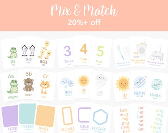 Mix & Match Flashcard Bundle, Toddler Learning Game, Preschool Curriculum