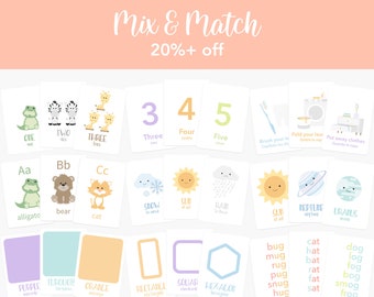 Mix and Match Flashcard Bundle, Quiet Toddler Activity, Toddler Game, Preschool Curriculum, Preschool Education, Homeschool, Gifts for Tots