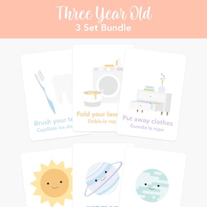 Pacote de cartões flash para crianças de três anos, presente de terceiro aniversário, presente para crianças, presente educacional Montessori, presente para crianças, volta às aulas, educação em casa