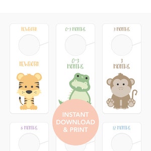 Printable Animal Nursery, Nursery Closet Dividers, Nursery Closet Labels, Printable Safari Nursery, Jungle Nursery Decor