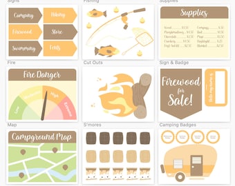 Camping Printable Dramatic Play Set and Sensory Bin Accessories