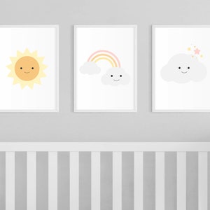 Rainbow Nursery Wall Art, Print Set of 3 for toddler girl or playroom image 5