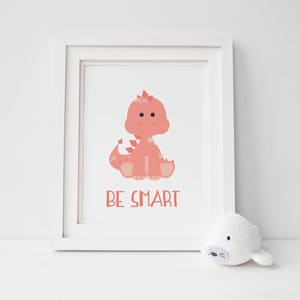 Dinosaur Be Brave, Be Smart, Be Strong Nursery Art Set of 3 Prints image 4