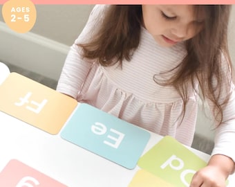 Tarjetas didácticas del alfabeto para niños pequeños / Aprende las letras de la A a la Z / Tarjetas Montessori ABC / Edades de 2 a 5 años / Aprendizaje preescolar