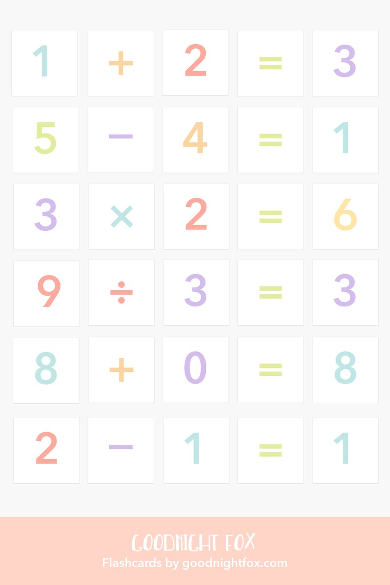 Goodnight Math Basic Subtraction Flash Cards, Math Flash Cards, Toddler Math, First ...