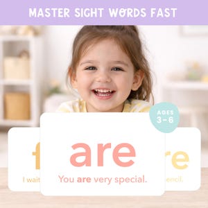 Sight Word Flashcards for Kids | Learn to Read Cards | Preschool & Kindergarten Reading Activities | Homeschool Learning | Ages 4-6 image 1
