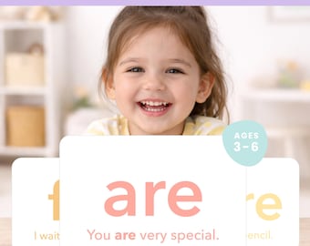Tarjetas didácticas de palabras de uso frecuente para niños / Tarjetas para aprender a leer / Actividades de lectura para preescolar y jardín de infancia / Aprendizaje en casa / Edades de 4 a 6 años