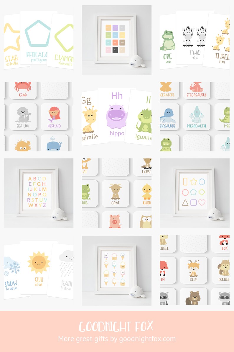 K&ouml;nnte beinhalten: Ein Satz druckbarer Lernkarten f&uuml;r Kinder mit bunten Illustrationen von Tieren, Formen, Buchstaben und Zahlen. Die Lernkarten sollen Kindern helfen, die Welt um sie herum kennenzulernen.
