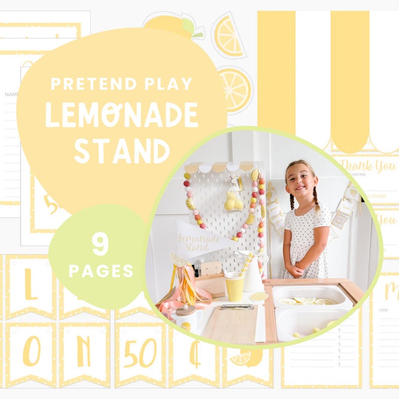 Lemonade Stand Pretend Play Printable | Toddler Summer Activity | Dramatic Play Lemonade Stand | Kids Business Play | Preschool Learning image 1
