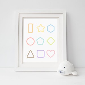 Montessori Playroom Shapes Poster Daycare Decor Homeschool Art Preschool Printable Nursery