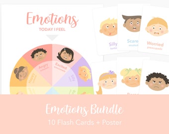 Emotions Bundle Poster & Flash Card Set for Preschool and Toddler Education