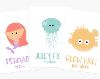 Sea Animals Flashcards, Baby Toddler Learning Game