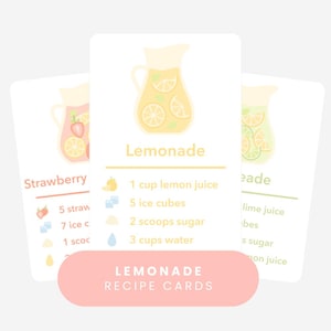 Cartões de receitas de limonada para brincadeiras sensoriais