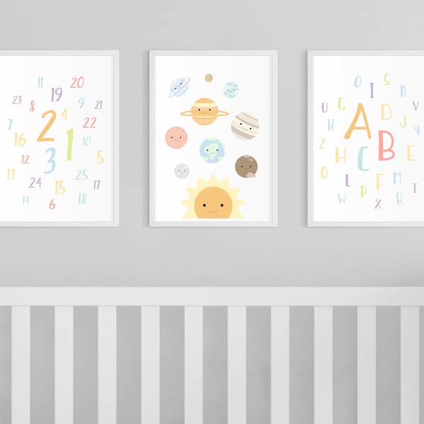 Astronomy Print, Solar System Decor, Solar System Prints, Solar System Nursery, Solar System Posters, Space Themed Bedroom, Kids Space Room