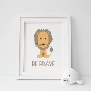 Zoo Safari Be Brave Stand Tall Be Strong Animal Nursery Art Giraffe Lion Elephant Set of 3 Prints image 2