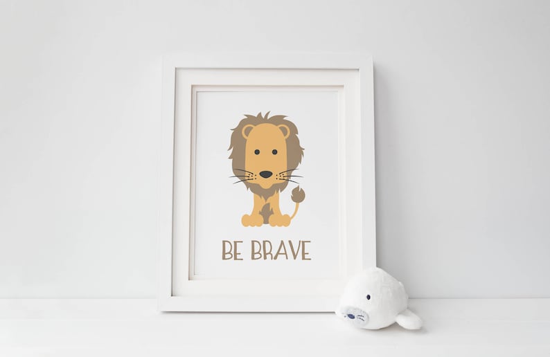 Zoo Safari Be Brave Stand Tall Be Strong Animal Nursery Art Giraffe Lion Elephant Set of 3 Prints image 2