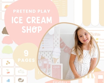 Juego de rol de heladería imprimible / Juego sensorial para niños pequeños / Juego de simulación de puesto de helados / Actividad de aprendizaje Montessori / Verano para niños