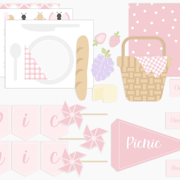 Picnic Printable Dramatic Play Set and Kite, Pinwheel, Playroom Decor Bundle