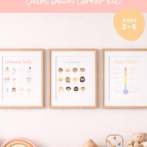 Medidor de estado de ánimo para niños pequeños imprimible, tabla de sentimientos para niños, póster para el rincón de la calma, tabla de emociones preescolares, regulación emocional Montessori SEL