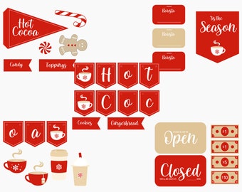 Hot Cocoa White & Red, Digital Download, Hot Chocolate Themed Winter Holiday Sensory Bin Setup