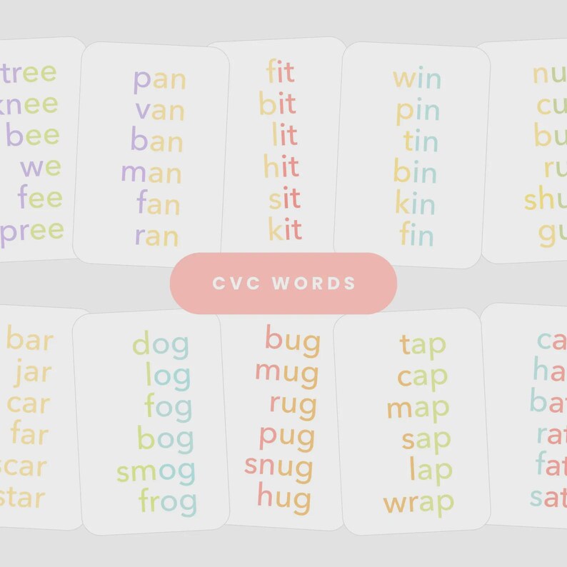 Learn to Read Flashcards Bundle | Early Reader Phonics Sight Words CVC Cards | Kindergarten Readiness Toddler Preschool Reading Games image 5