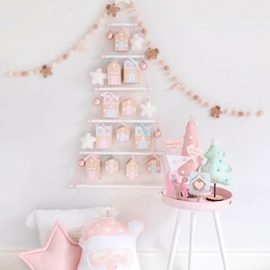 24-daagse adventskalender Peperkoek rijtjeshuizen print, knip en bouw doe-het-zelfhuizen