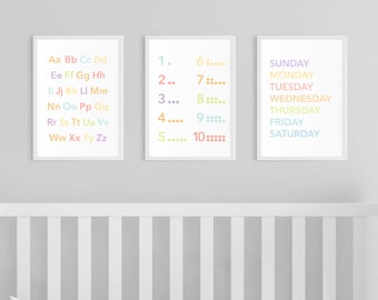 Montessori Playroom Daycare Decor Homeschool Art Preschool Printable Nursery Set of 3