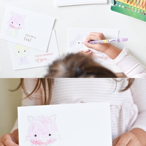May include: A set of printable Valentine's Day cards featuring a fox illustration. The cards are blank and can be colored in. The text on the cards reads "You're a Fox!" and "I'm so fawned of you..." and "You've stolen my heart".