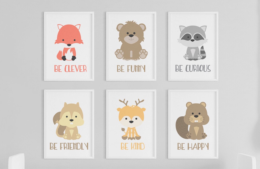 Forest Animal Nursery Prints Set of 6 for Woodland Themed Etsy