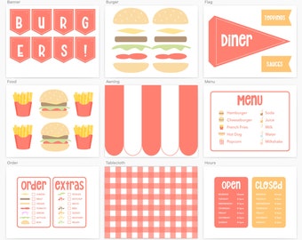 Burger Diner Dramatic Play & Printable Worksheets