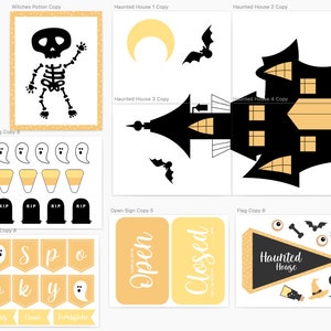 Haunted House Printable Dramatic Play Set and Sensory Bin Accessories, Fall, Halloween, Scarecrow, Jack-o-lantern, Sunflowers
