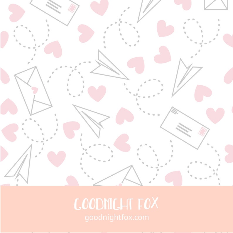 Valentines Fabric Seamless Design Collection, Hearts Fabric, Postage Fabric, Paper Airplane Fabric, Valentine Fabric, Pink Fabric image 2