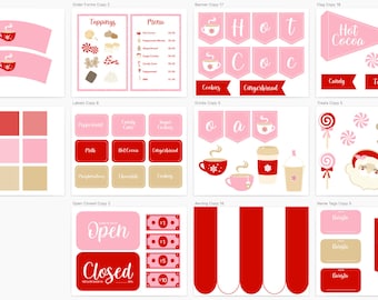 Hot Cocoa Pink & Red, Digital Download, Hot Chocolate Themed Winter Holiday Sensory Bin Setup