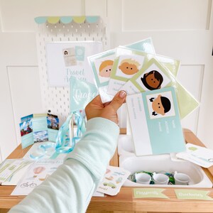 May include: A set of colorful travel-themed cards with cartoon faces and text that says "ID Number", "Travel Number", "Phone", "Address", and "Name".