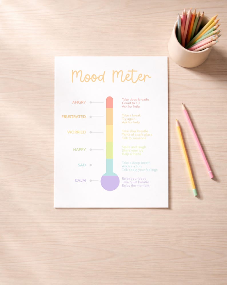 Toddler Mood Meter Printable, Feelings Chart for Kids, Calm Down Corner Poster, Preschool Emotion Chart, Montessori Emotional Regulation SEL image 7
