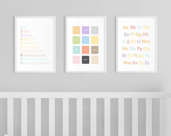 Montessori Playroom Daycare Decor Homeschool Art Preschool Printable Nursery Set of 3