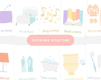 Visual Schedule Cards for Kids | Toddler Morning & Bedtime Routine Chart | Montessori Routine Flashcards | Daily Routine Chart for Preschool