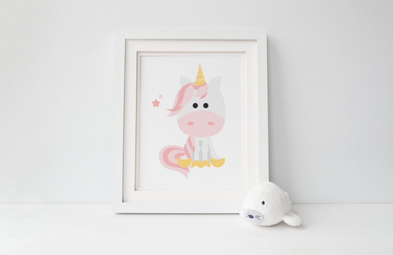 Pink Unicorn Girl, Printable Unicorn Art, Unicorn Room Decor, Unicorn Art Print, Girls Nursery Decor, Baby Girl Nursery, Blush Nursery Art image 5