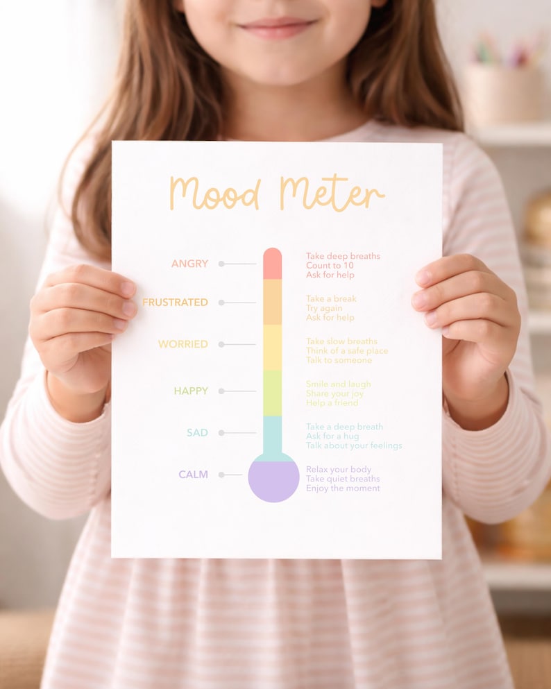 Toddler Mood Meter Printable, Feelings Chart for Kids, Calm Down Corner Poster, Preschool Emotion Chart, Montessori Emotional Regulation SEL image 11