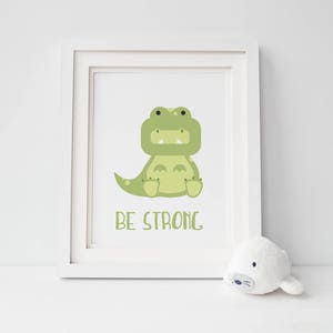 Dinosaur Be Brave, Be Smart, Be Strong Nursery Art Set of 3 Prints image 2