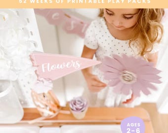 Plan de actividades para niños pequeños / 52 semanas de ideas para juegos sensoriales / Currículo preescolar listo para usar / Aprendizaje Montessori a través del juego / Niños pequeños ocupados