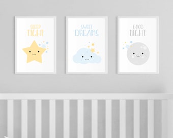 Sweet Dreams Nursery Art, Sweet Dreams Baby, Lunar Nursery, Cloud Nursery, Cloud Nursery Decor, Little Star Baby, Twinkle Twinkle Nursery