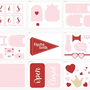 Cabina de besos de San Valentín, accesorio fotográfico, sesión de fotos para niños pequeños, fotografía para niños, San Valentín de papel, carta, buzón, San Valentín imprimible, estandarte