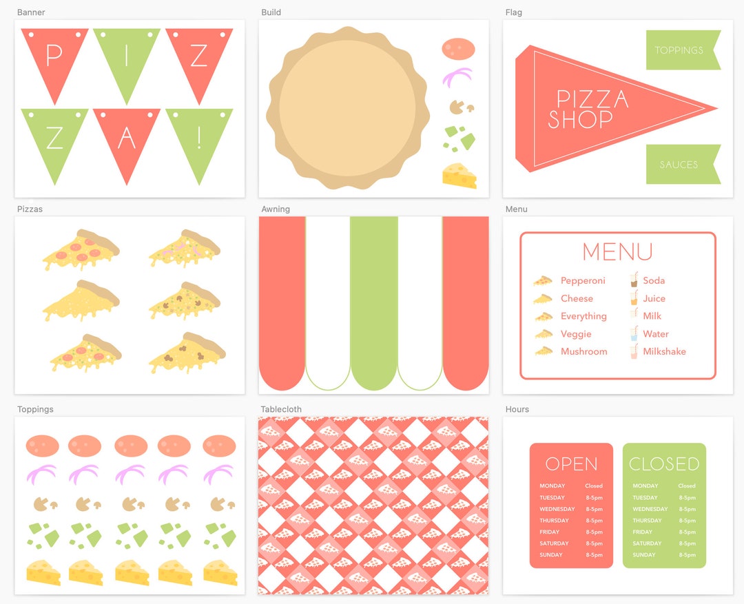 Pizza Shop Dramatic Play &amp; Printable Worksheets - Etsy