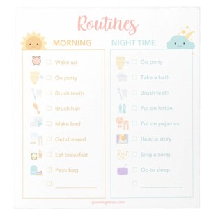 Routines Checklist Notepad, Morning Routine, Evening Routines, Bed Time Routines, Toddler Jobs Chores, Self-sufficient Happy Kids, Parenting image 2